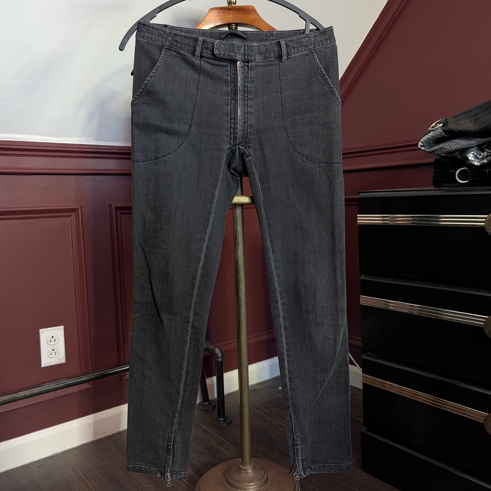 The Row Black Visible Zipper Zigzag Stitch Flare Zip Ankle Skinny Jeans M